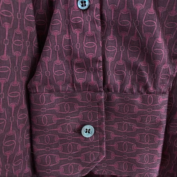 Authentic Gucci Slim Dress Shirt Maroon Horsebit 44” Chest 17.5“ Neck - Picture 8 of 8